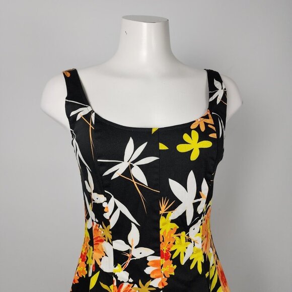 Joseph Ribkoff Black Floral Fit & Flare Dress Size 6 - Picture 2 of 9